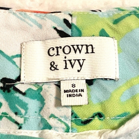 crown & ivy Green and White High Waist Shorts - Picture 9 of 10